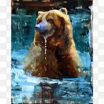 灰熊水彩画-冷静