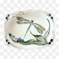 平板陶瓷蓝白色陶器玻璃产品设计-PNG面食碗