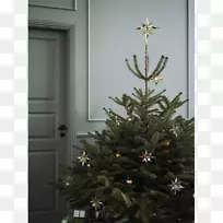 圣诞树装饰品镀银树顶星和彩旗