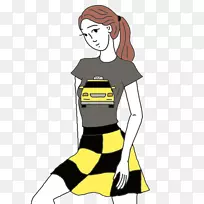 的士女插画艺术女性-的士