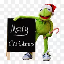 克米特青蛙圣诞日木偶剪贴画-克米特青蛙电报贴纸