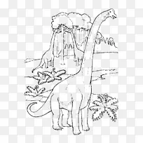 腕龙(腕龙)彩色书页着色书“龙”(Compsognathus-恐龙)