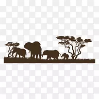 非洲贴纸墙上贴标大象插图-非洲