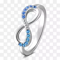 结婚戒指，珠宝，纯银蓝宝石-一对戒指