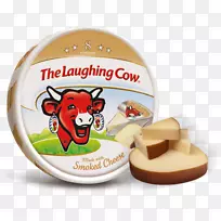 笑牛的食物抽起了奶酪，抽起了奶酪。