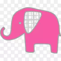 大象剪贴画图形图片粉红色浅灰色