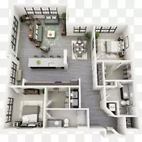 三维平面图公寓楼-公寓