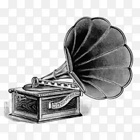 留声机唱片剪贴画黑白图像留声机