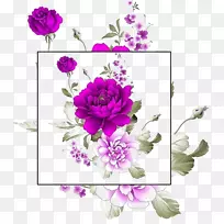 花园玫瑰花卉图案牡丹水彩画-牡丹