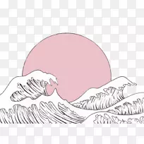 神奈川的巨浪画风浪像波