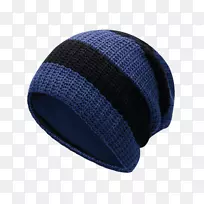 细布针织帽，羊毛，钴蓝-豆角