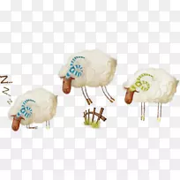 毛绒动物和可爱的玩具羊夹艺术-Oveja