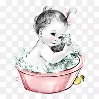 婴儿淋浴婴儿男孩分娩复古风格-米粉