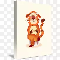 虎猫卡通画-橙色插图