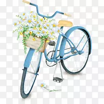 水彩画自行车插图图.自行车