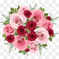 鲜花花束问候和纸牌玫瑰婚礼邀请函-花