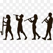 单簧管唱诗班，Koninklijk音乐学院，布鲁塞尔，音乐家，单簧管，剪影