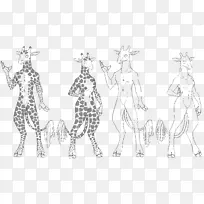 长颈鹿素描绘画插图长颈鹿