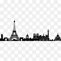 巴黎天际线水彩画艺术画布-巴黎