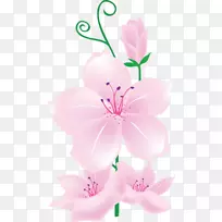 剪贴画粉红花形象花卉设计-花