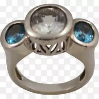 戒指蓝宝石银身珠宝戒指