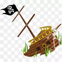 图形沉船剪贴画免版税插图海盗船卡通
