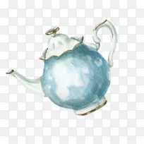 茶壶水彩画茶杯画茶