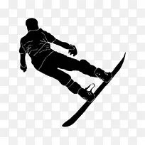 滑雪滑雪板运动剪影-滑雪