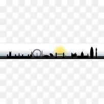 天际线伦敦摩天大楼图形剪影-伦敦