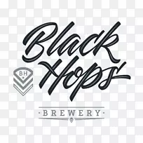 黑啤酒厂标志啤酒酿造颗粒和麦芽设计-啤酒字体