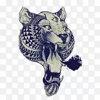 虎纹身māOri人画插图-老虎