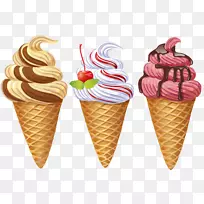 冰淇淋圆锥形圣代糖霜及冰夹艺术-冰淇淋