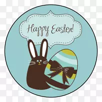 复活节兔子复活节快乐！标签剪贴画-复活节