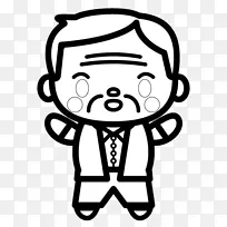 剪贴画线艺术卡通祖父母人类行为-黑人祖父