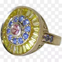 戒指蓝宝石蛋白石珠宝钻石戒指