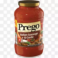 普雷戈意大利面，番茄，罗勒和大蒜，意大利酱，意大利料理，预炒大蒜，帕尔马意大利酱，意大利辣椒酱
