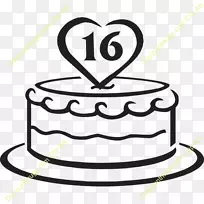 剪贴画纸杯蛋糕甜蜜的十六岁生日图形-生日