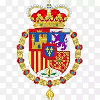 西班牙金羊毛军徽阿斯图里亚斯王子-OMB，红色背景