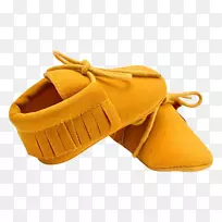 莫卡辛鞋婴儿黄色条纹凉鞋