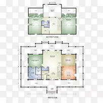 平面图，原木木屋，门廊