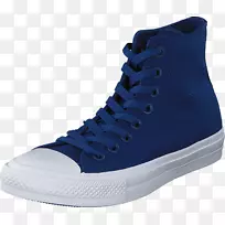 查克？泰勒的全明星运动鞋与蓝色-海军蓝的女式网球鞋相提并论。