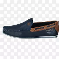 滑鞋皮革制品步行-海军蓝班多利诺女式平底鞋