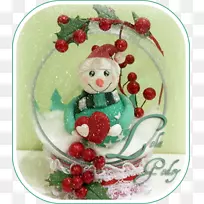 圣诞装饰品鲜花圣诞日-聚合物黏土雪人家庭