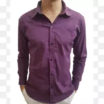 紧身长裤衬衫时尚衬衫紫色男式衬衫透明上衣