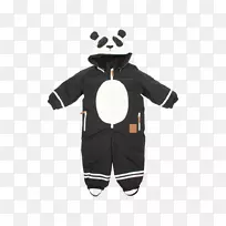 阿拉斯加熊猫宝宝整体套衫迷你罗迪尼皮科工作服迷你罗迪尼黑色阿拉斯加婴儿雪装带熊猫帽-双彩虹一路