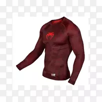MMA拳击短裤-红色l皮疹护卫拳击t恤袖子-拳击
