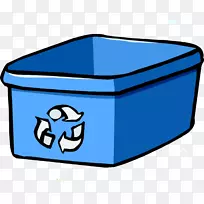 垃圾桶和废纸篮夹艺术回收本-蓝色对话框