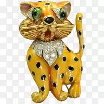 胸针豹首饰50年代玻璃搪瓷-豹