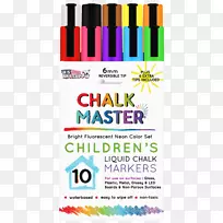 10种彩色6mm儿童黑板液体粉笔标记集+6可逆尖端品牌字体展示板产品.粉笔标记