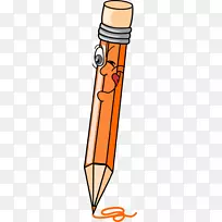 剪贴画铅笔开放部分钢笔图形.橙色蜡笔动画